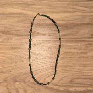 Elegant Green and Gold Beaded Necklace